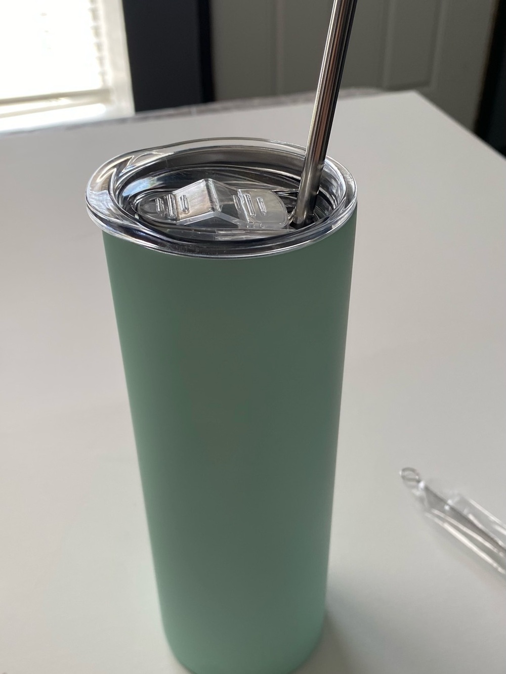NWT 20oz Skinny Tumbler Mint Green with Straw & Cleaner